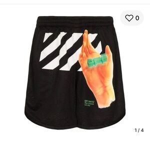 Off White black logo sports shorts